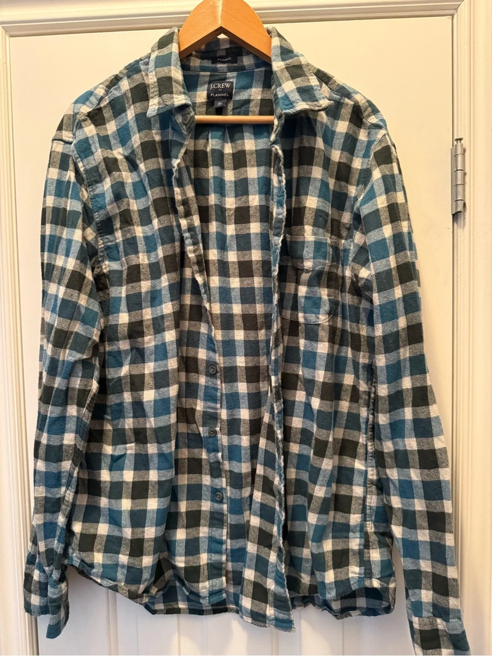 J. Crew Men’s Blue & Graphite Plaid Flannel Shirt Jacket 100% cotton
